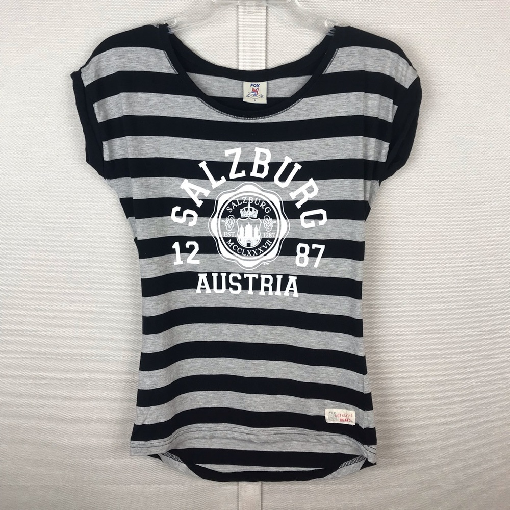 FOX Salzburg Austria Black/Gray Striped Cotton Tee